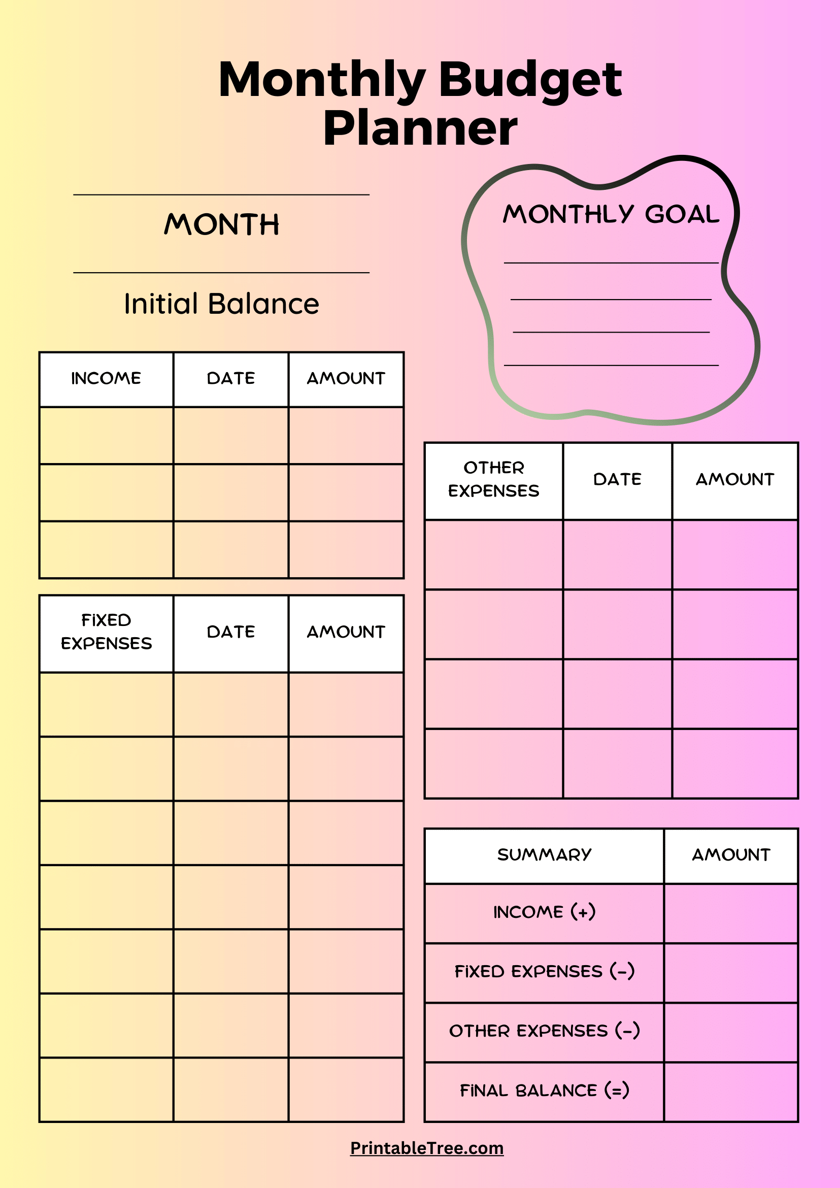 Free Download Printable Monthly Budget Planner Pdf Templates for Free Printable Budget Template Monthly