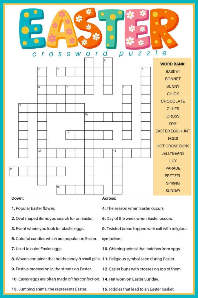 Free Easter Crossword Puzzle Printable 2 Versions & Answer Key Regarding Free Printable Easter Puzzles For Adults Free Easter Crossword Puzzle Printable 2 Versions & Answer Key Regarding Free Printable Easter Puzzles For Adults