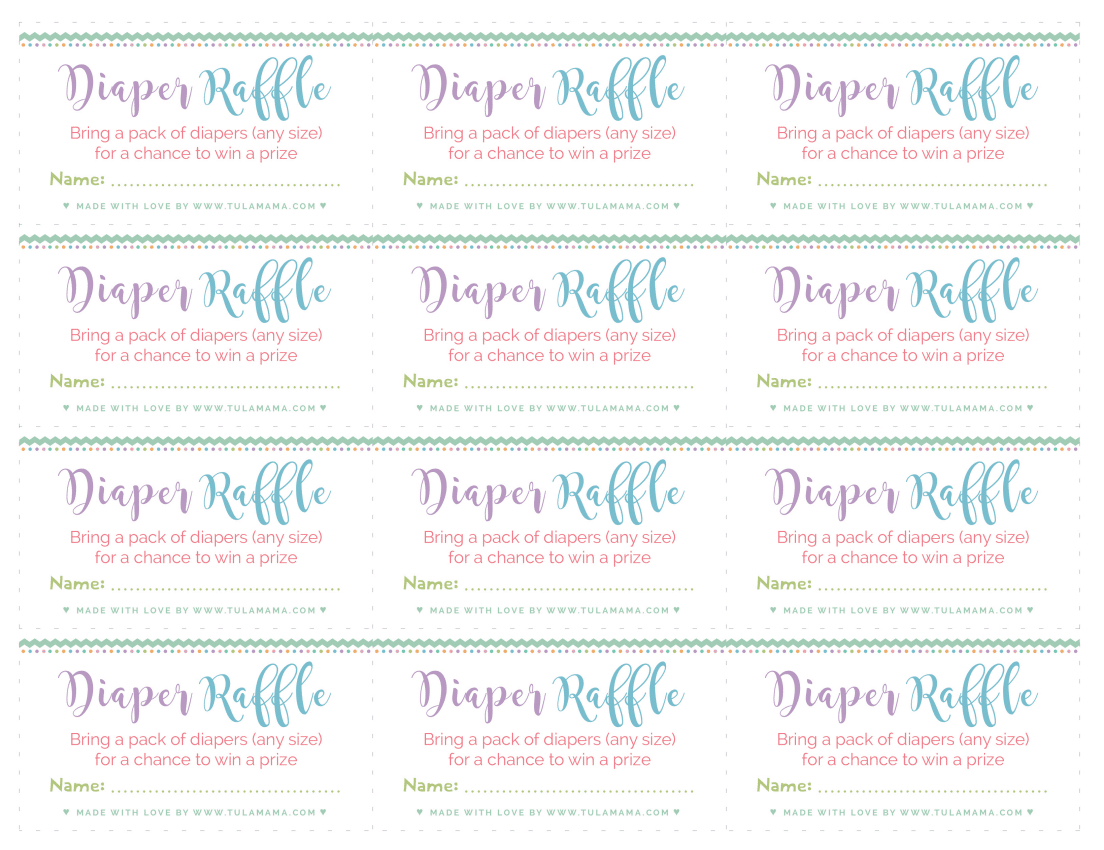 Free, Easy To Print Diaper Raffle Tickets - Tulamama within Diaper Raffle Template Free Printable