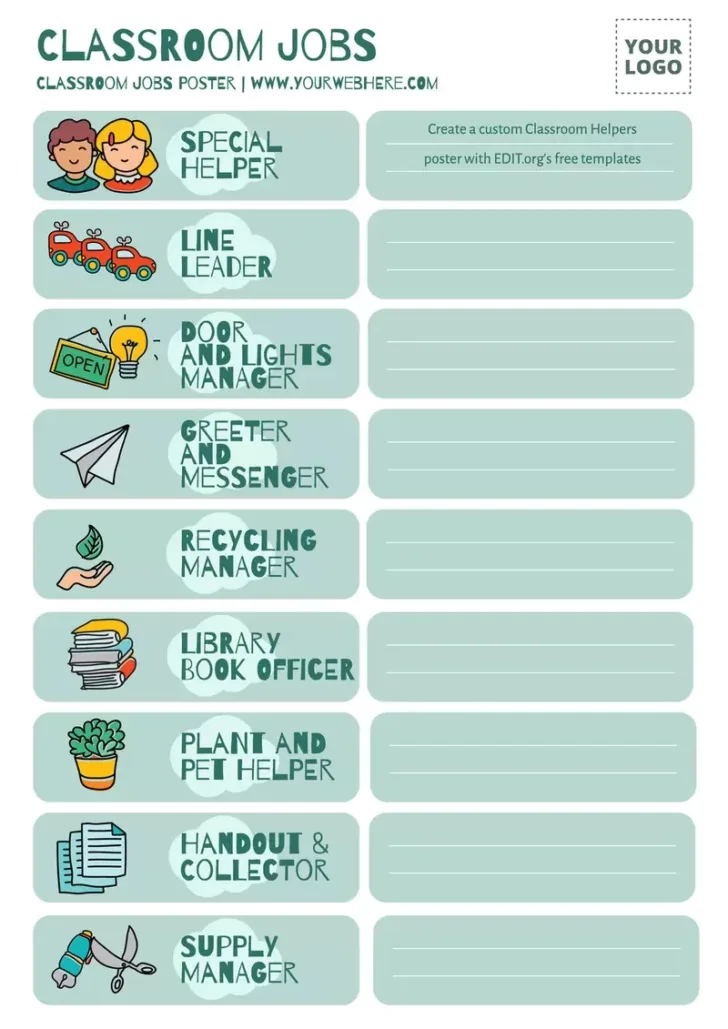Free Printable Job Charts For Preschoolers