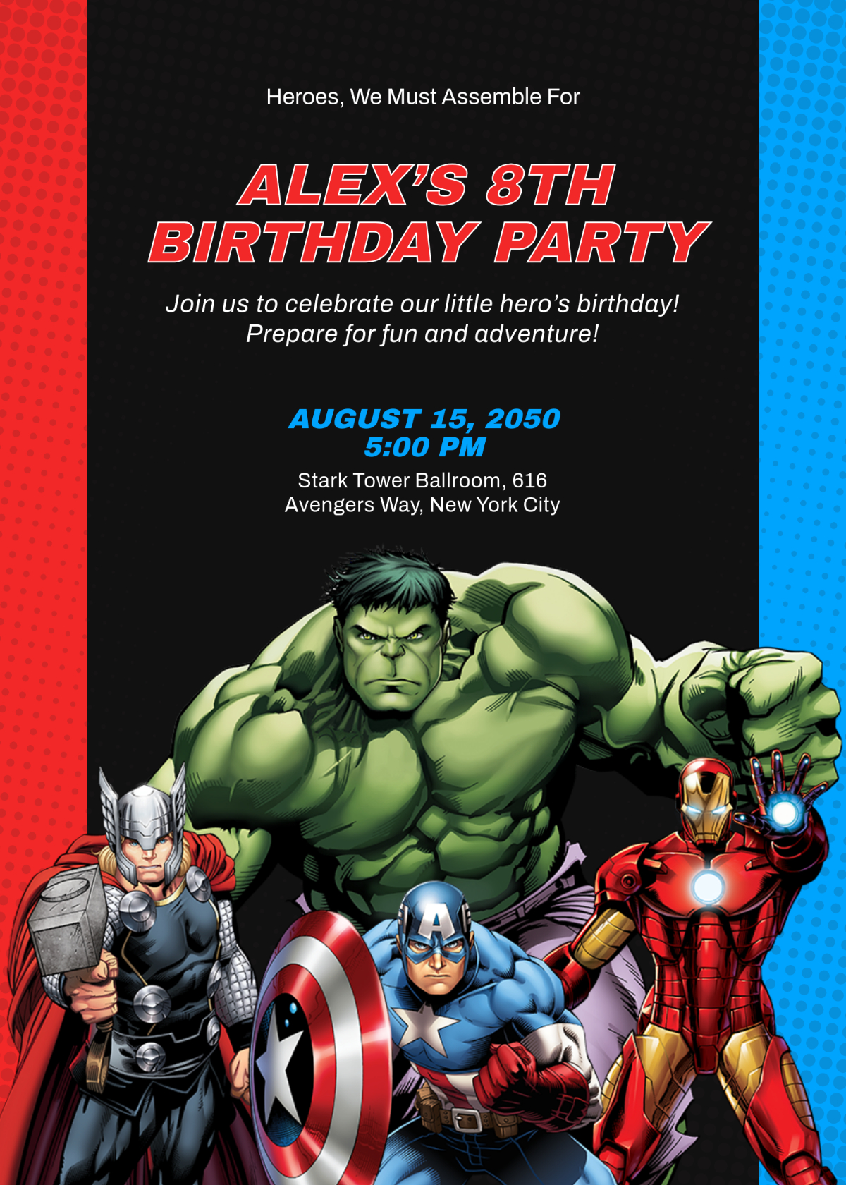 Free Editable Marvel Superhero Invitation Template To Edit Online for Avengers Printable Invitations Free