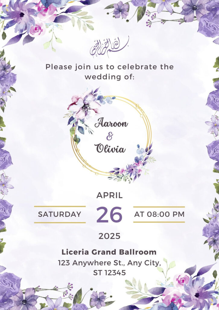 Free, Editable, Printable Floral Invitation Templates | Canva Within Wedding Invitation Cards Printable Free