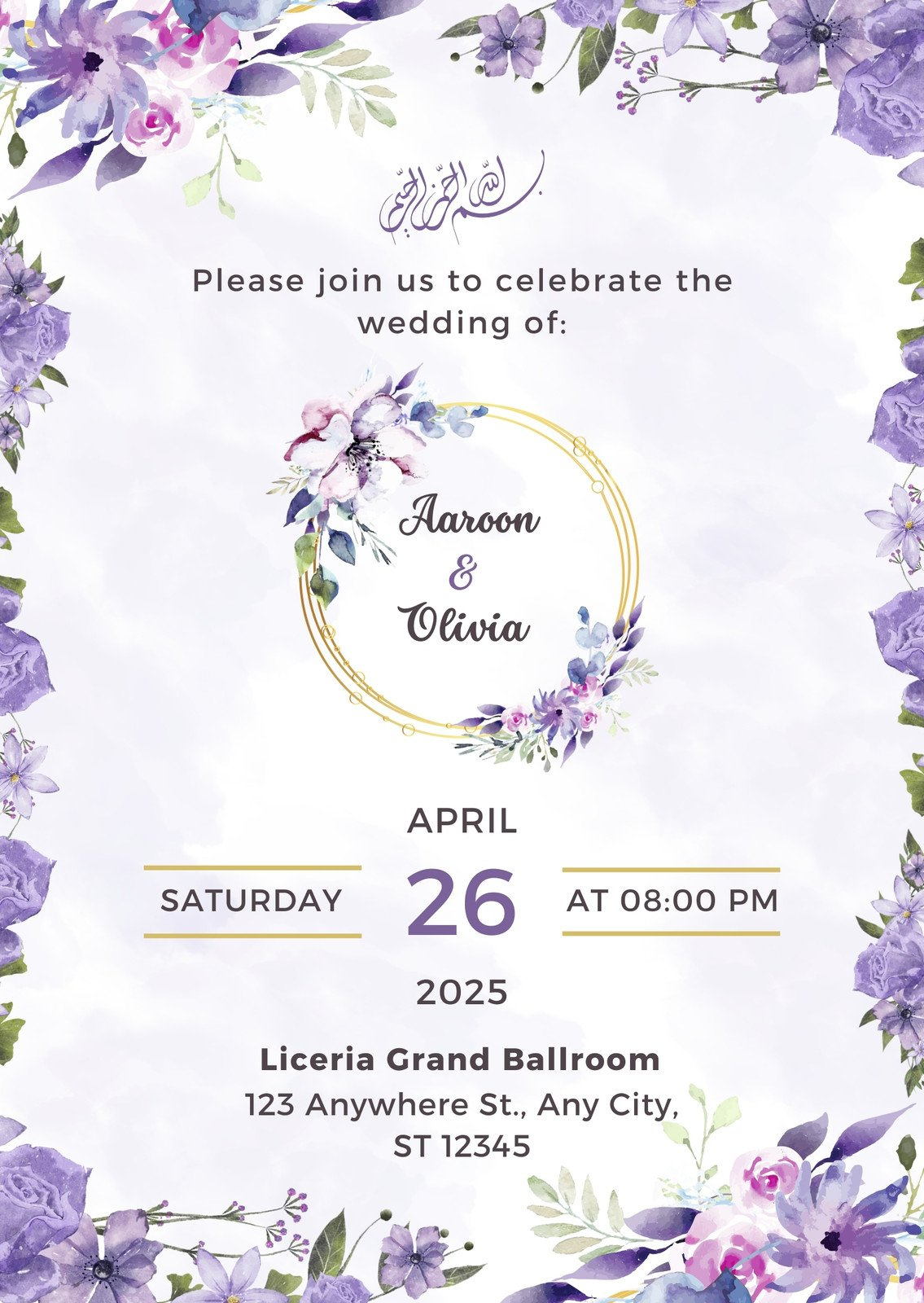 Free, Editable, Printable Floral Invitation Templates | Canva within Wedding Invitation Cards Printable Free