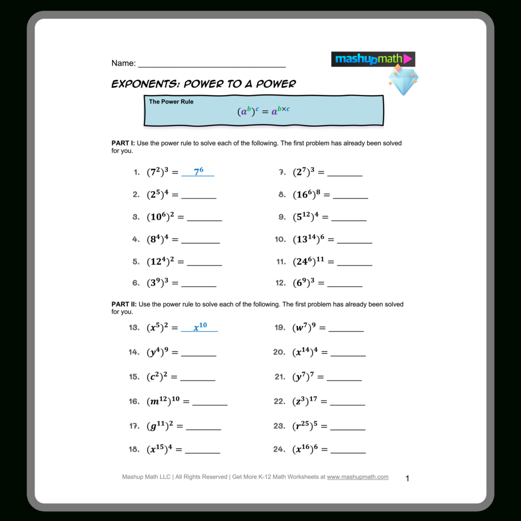 Free Exponent Rules Worksheets—Printable With Answers — Mashup Math Intended For Free Printable Exponent Worksheets Free Exponent Rules Worksheets—Printable With Answers — Mashup Math Intended For Free Printable Exponent Worksheets