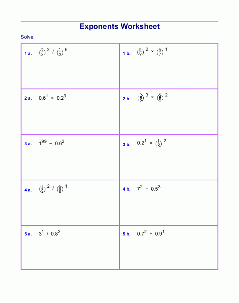 Free Exponents Worksheets Intended For Free Printable Exponent Worksheets Free Exponents Worksheets Intended For Free Printable Exponent Worksheets