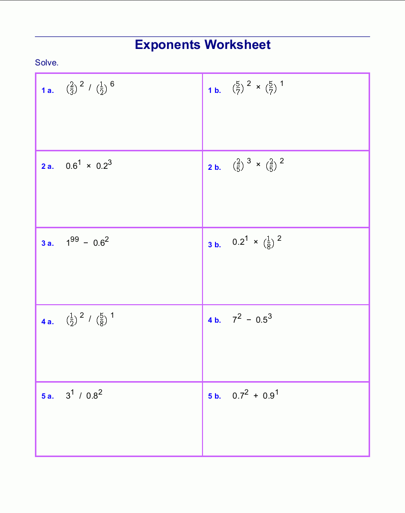 Free Exponents Worksheets intended for Free Printable Exponent Worksheets