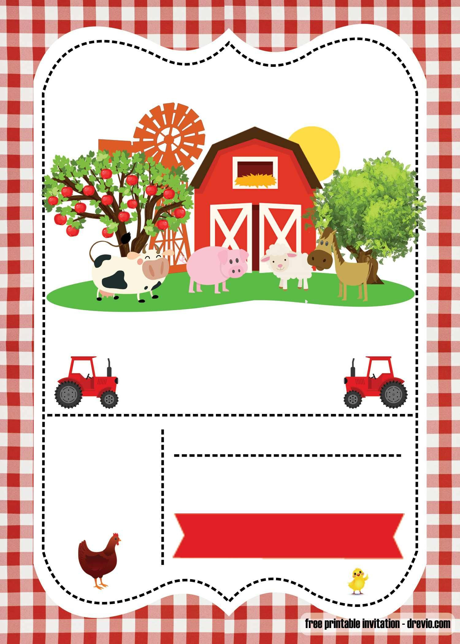 Free Farm Party Invitation Template – Printable within Free Printable Farm Birthday Invitations