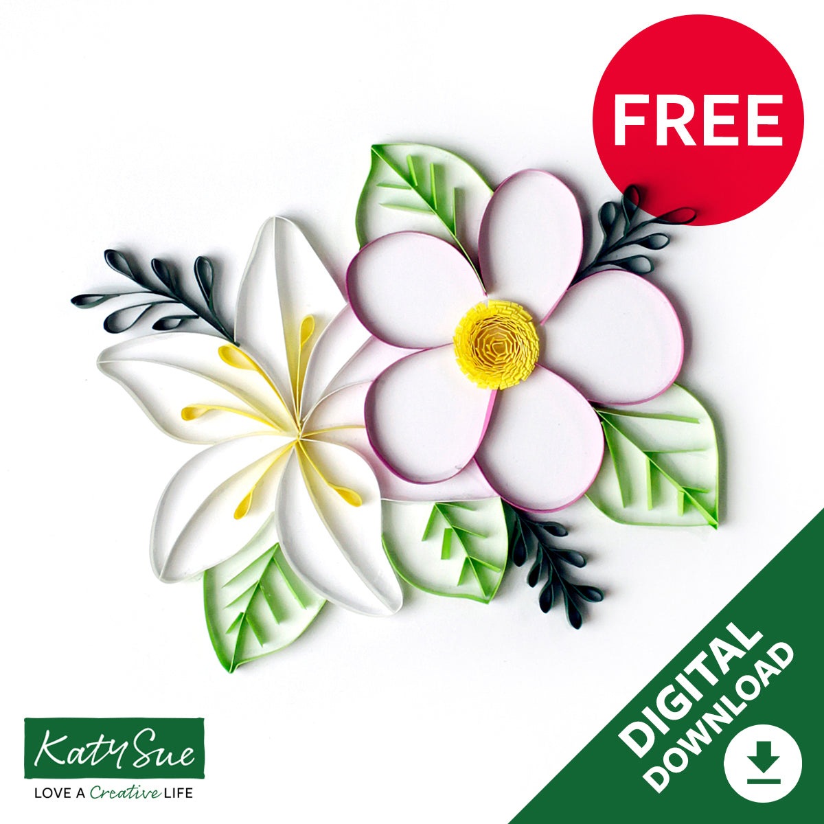 Free Floral Digital Quilling Template — Katy Sue Designs pertaining to Free Printable Quilling Patterns