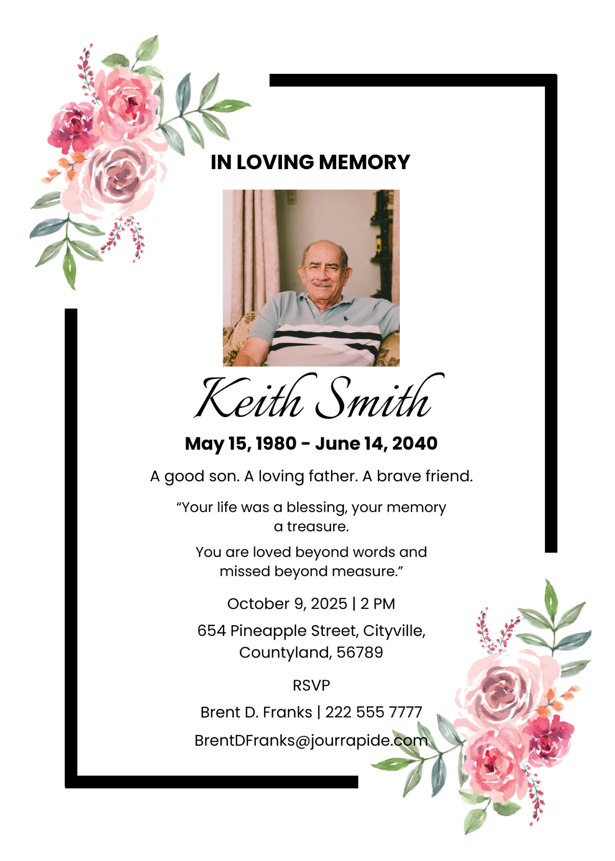 Free Funeral Home Remembrance Card Template To Edit Online intended for Free Printable Funeral Prayer Card Template