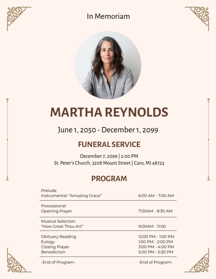 Free Printable Funeral Programs