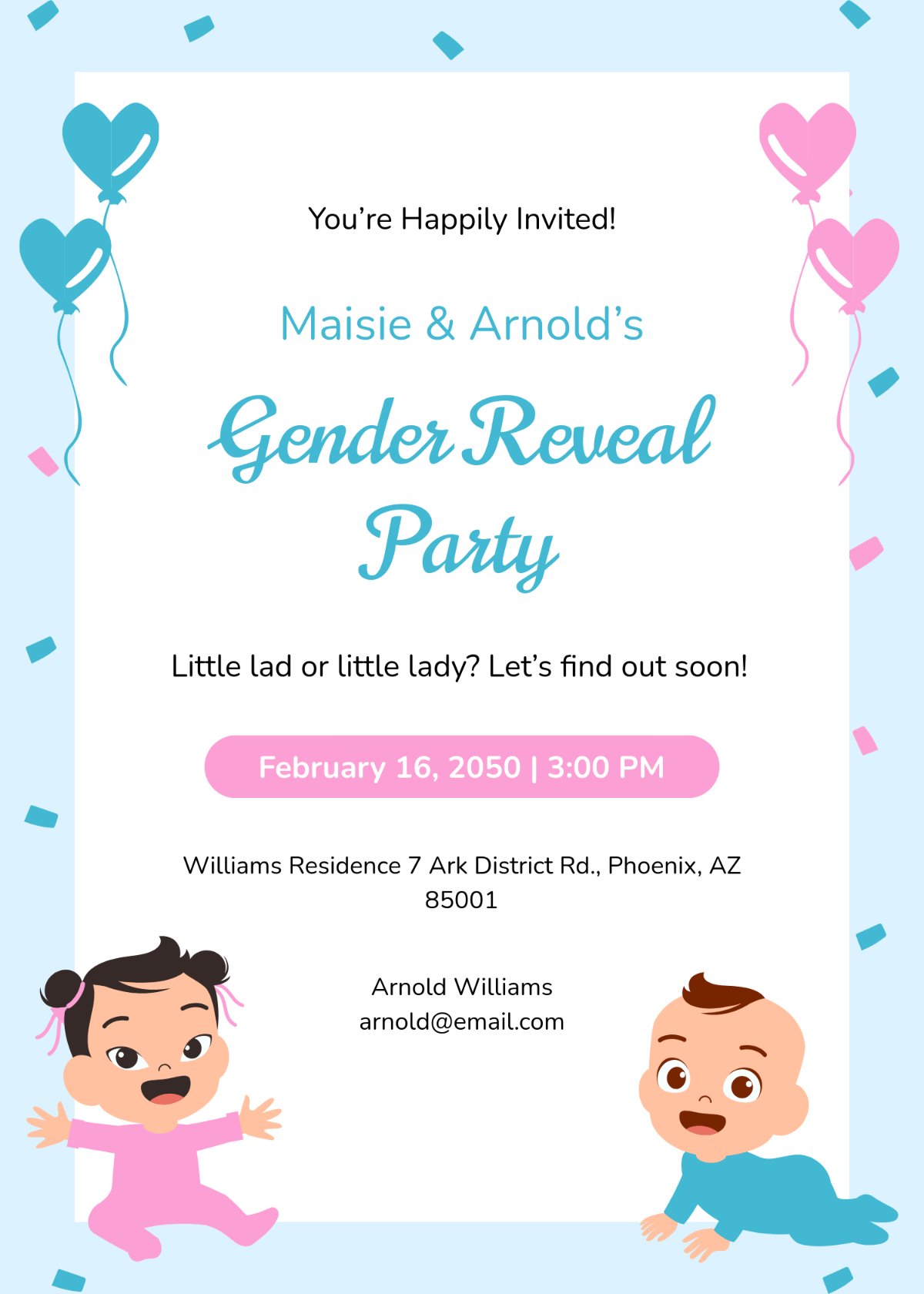 Free Gender Reveal Invitation Templates, Editable And Printable for Free Printable Gender Reveal Invitations