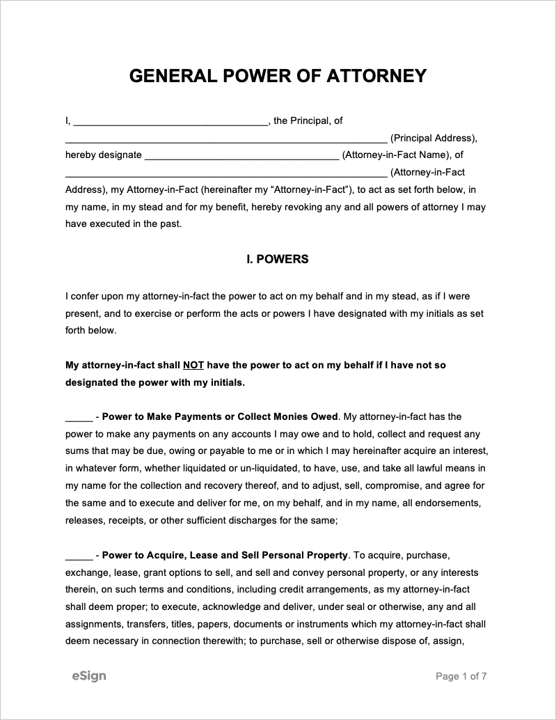 Free General Power Of Attorney Forms | Pdf | Word regarding Free Printable Power Of Attorney