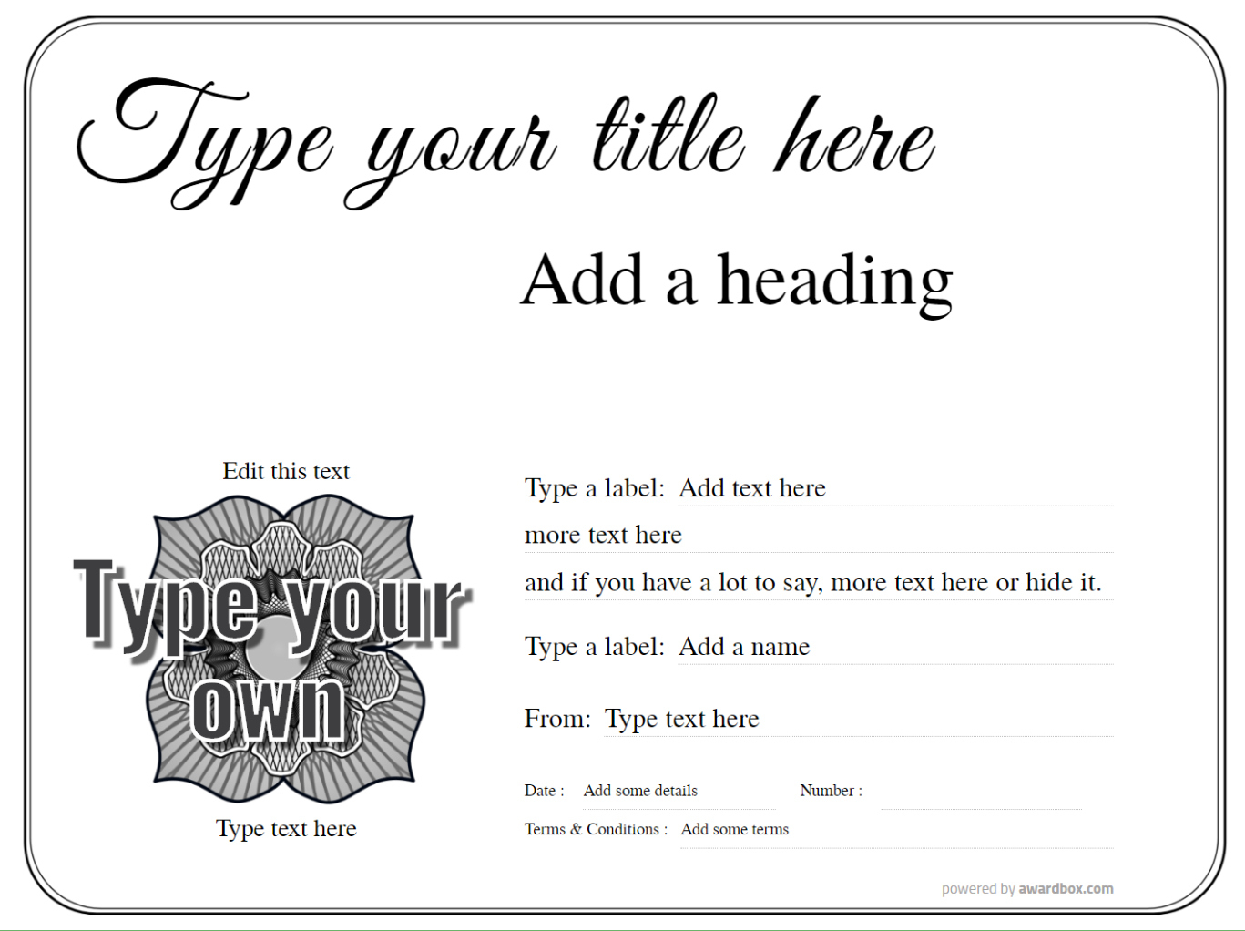 Free Gift Certificate Templates And Vouchers, Easy To Customize in Free Printable Gift Vouchers Uk