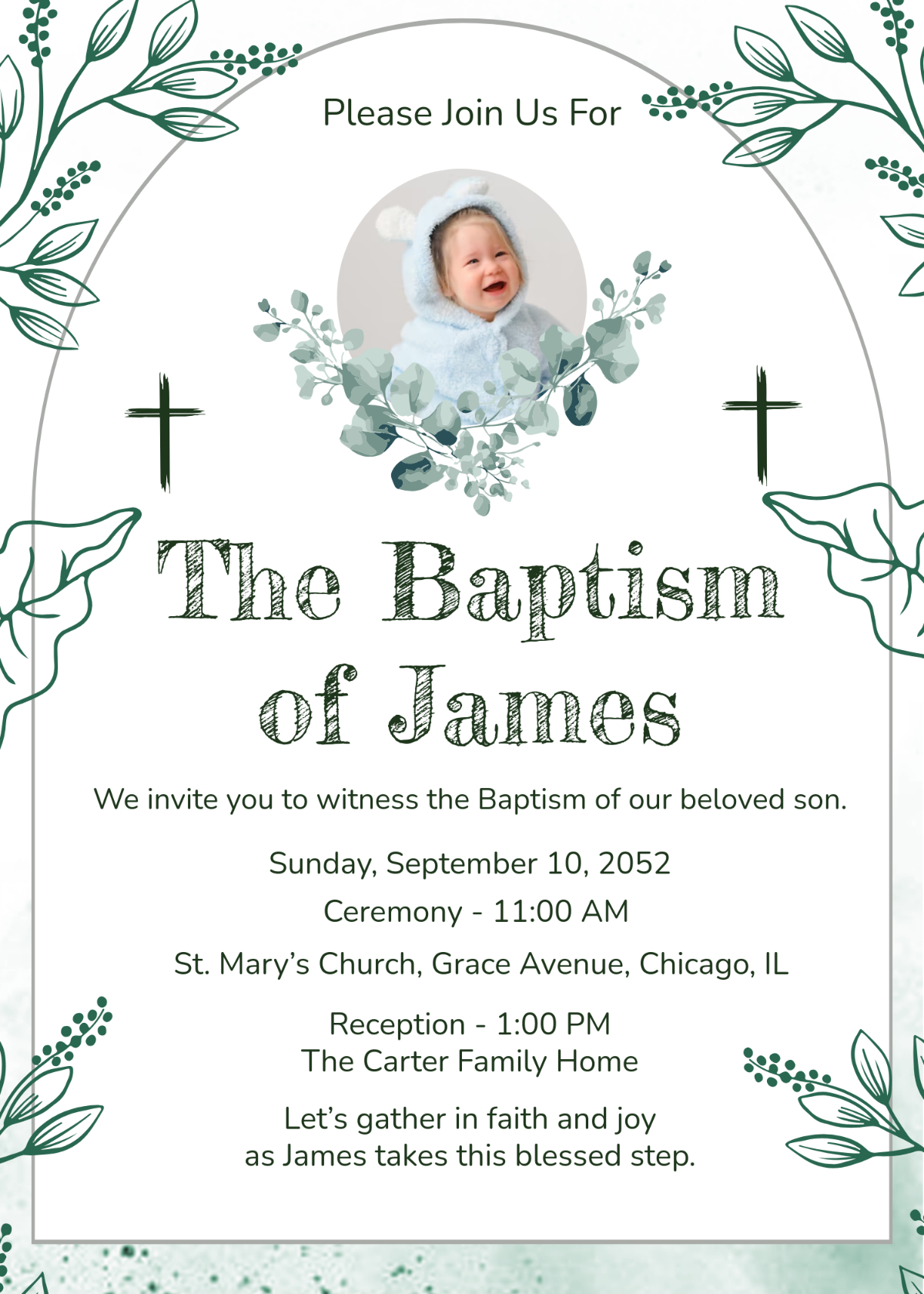 Free Hand-Drawn Baptism Invitation Template To Edit Online inside Free Printable Baptism Invitations