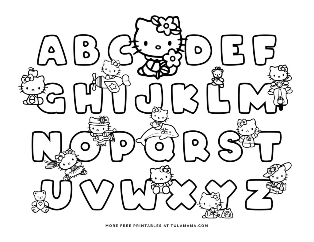 Free Hello Kitty Printables And Abc Coloring Pages   Tulamama Throughout Free Printable Hello Kitty Alphabet Letters