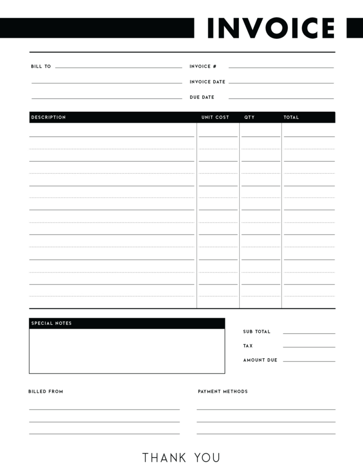 Free Printable Invoice Templates