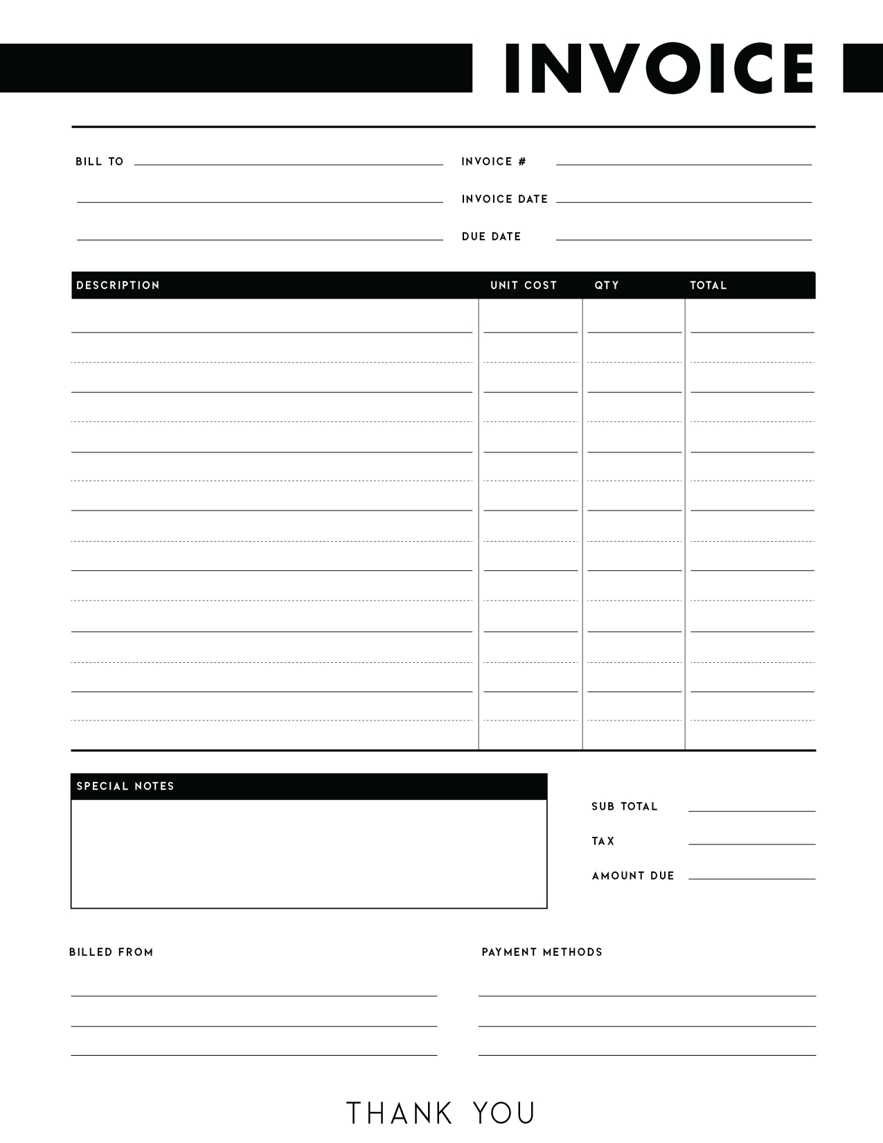 Free Invoice Templates Pdf - World Of Printables inside Free Printable Invoice Templates