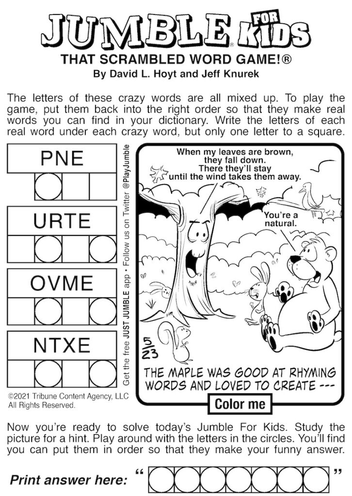 Free Jumble Puzzles For Kids And Adults | Boomer Magazine Intended For Free Printable Jumble Word Games Free Jumble Puzzles For Kids And Adults | Boomer Magazine Intended For Free Printable Jumble Word Games