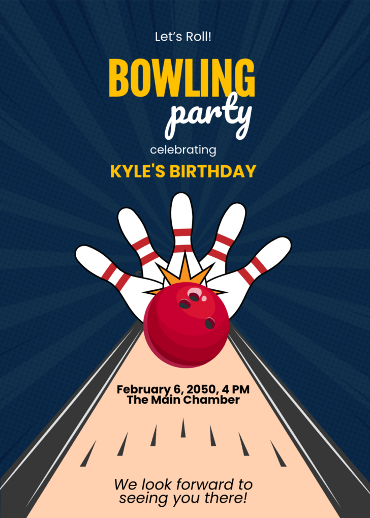 Free Printable Bowling Birthday Party Invitations