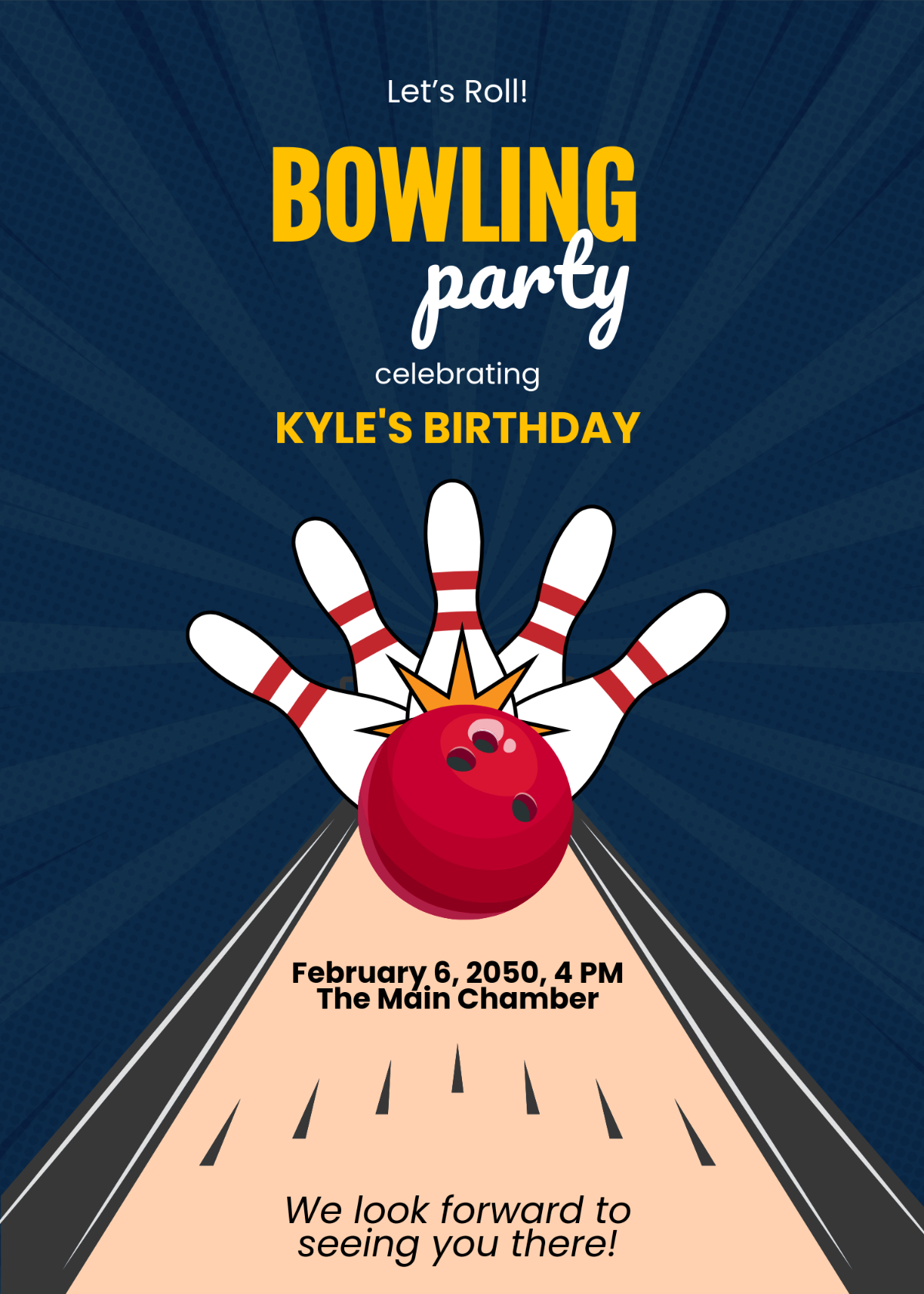 Free Let???S Roll Bowling Invitation Template To Edit Online in Free Printable Bowling Birthday Party Invitations