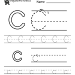 Free Letter C Alphabet Learning Worksheet For Preschool Pertaining To Free Printable Preschool Worksheets Letter C