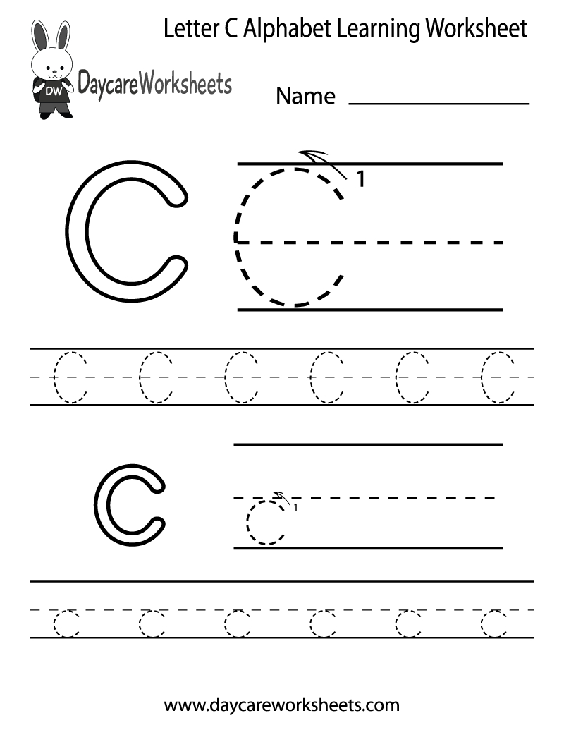 Free Letter C Alphabet Learning Worksheet For Preschool pertaining to Free Printable Preschool Worksheets Letter C