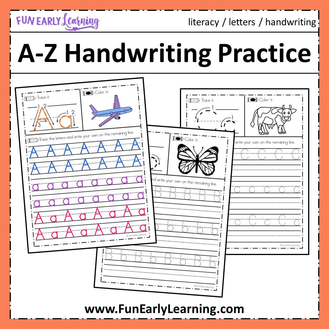 Free Letter Tracing Worksheets – A-Z Handwriting Practice – Fun with Free Printable Handwriting Sheets For Kindergarten