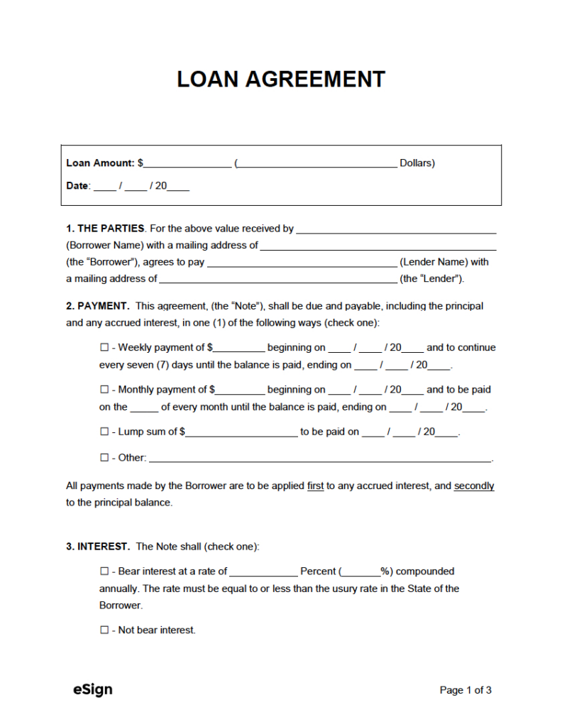 Free Loan Agreement Template | Pdf | Word Throughout Free Printable Blank Loan Agreement Free Loan Agreement Template | Pdf | Word Throughout Free Printable Blank Loan Agreement