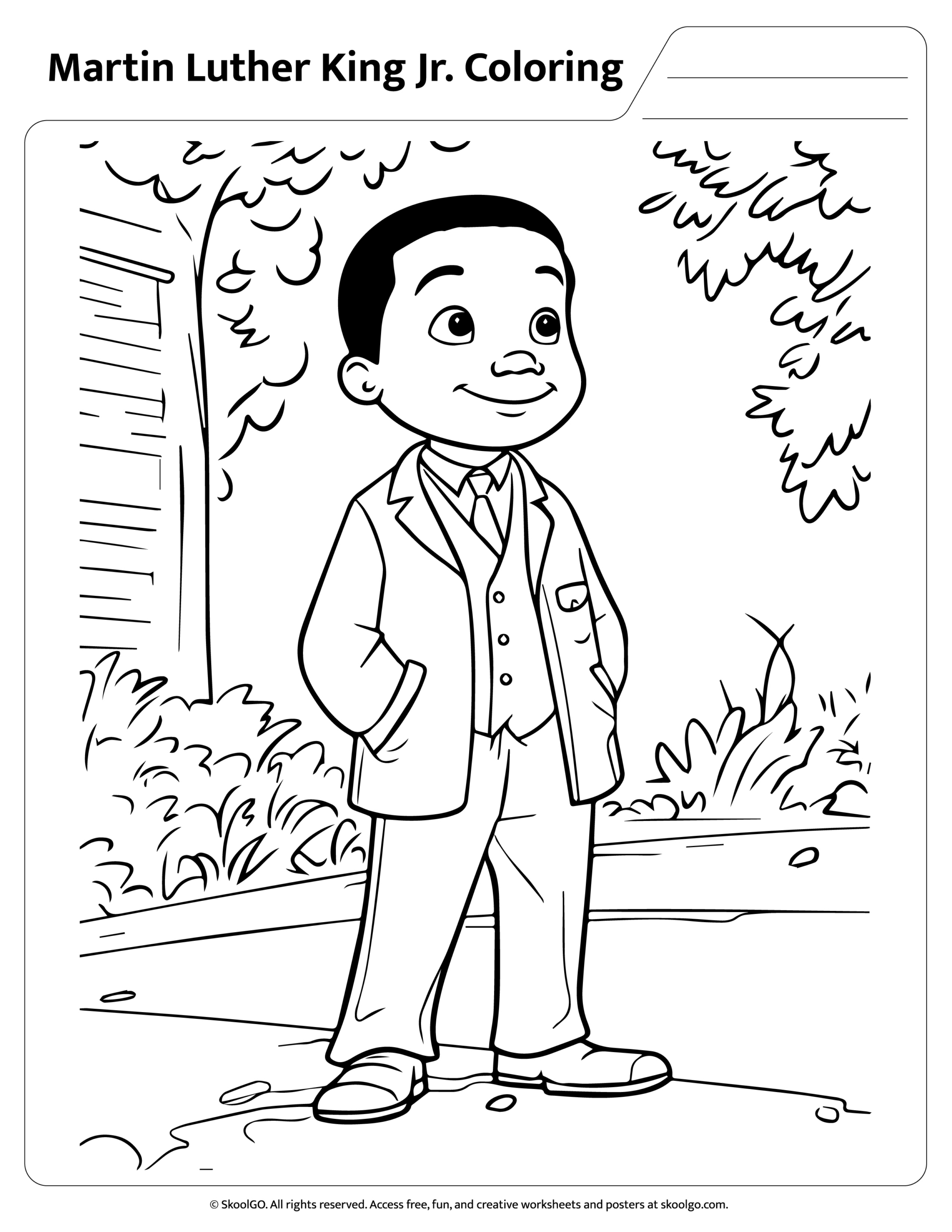 Free Martin Luther King Jr. Coloring Page For Kids pertaining to Free Printable Martin Luther King Jr Worksheets For Kindergarten