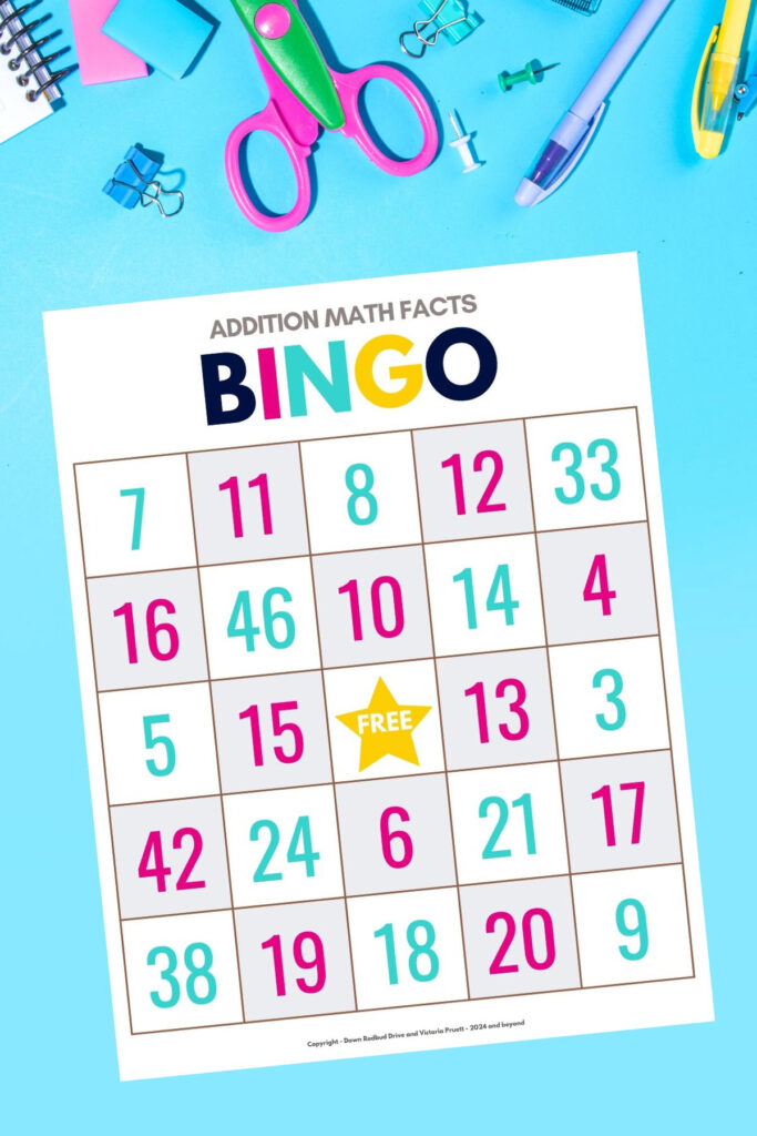 Free Math Bingo Game (Addition Facts) Pertaining To Math Bingo Free Printable