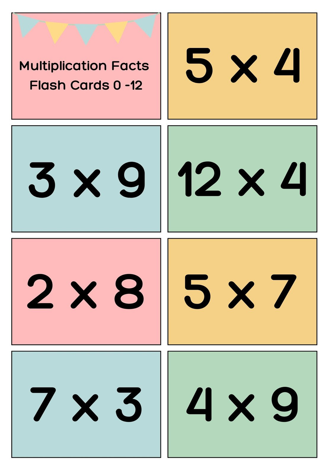 Free Math Flashcard Templates To Edit And Print | Canva pertaining to Free Printable Multiplication Flash Cards