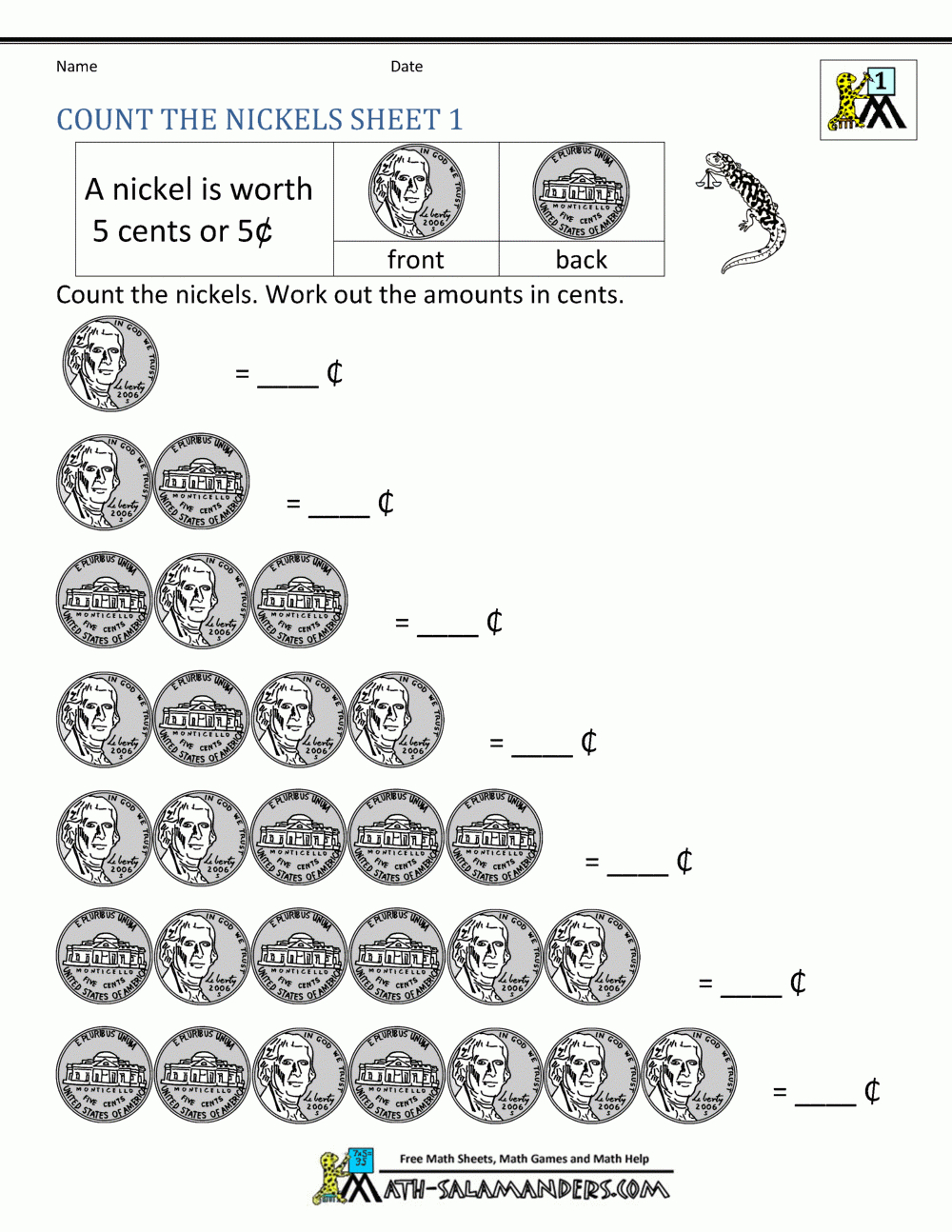 Free Math Money Worksheets 1St Grade with regard to Free Printable Money Activities