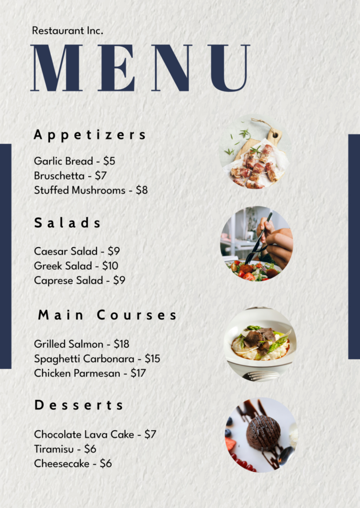 Free Menu Templates, Editable And Printable Within Menu Template Free Printable Word Free Menu Templates, Editable And Printable Within Menu Template Free Printable Word