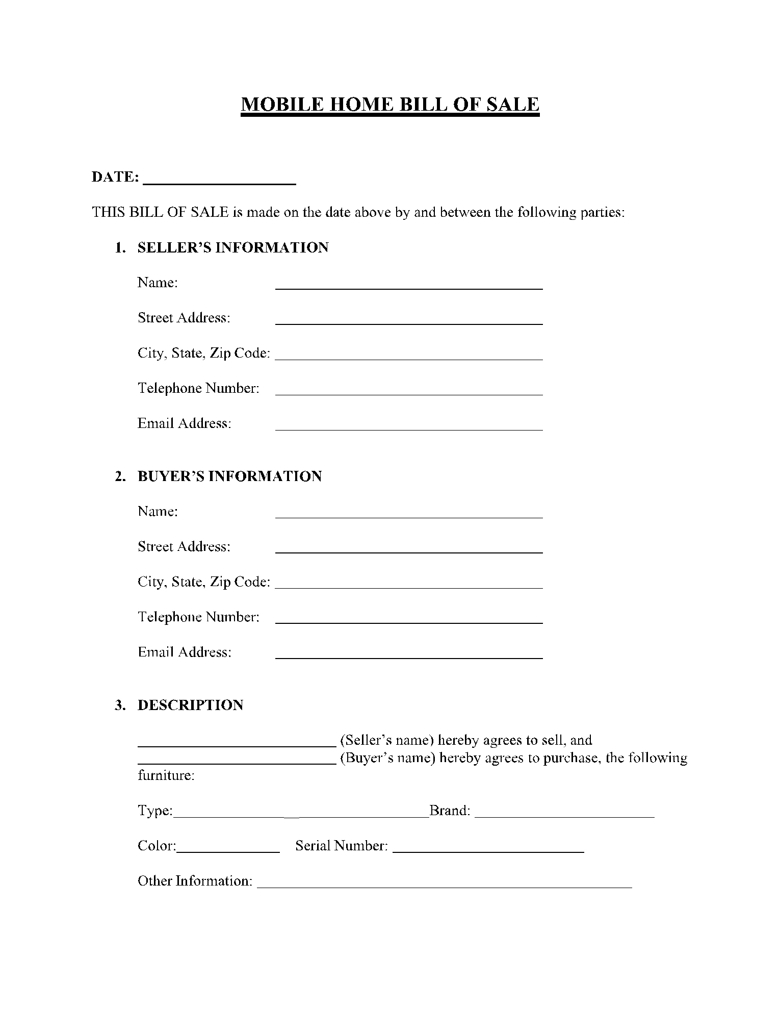Free Mobile (Manufactured) Home Bill Of Sale Template | Cocosign throughout Free Printable Mobile Home Bill Of Sale
