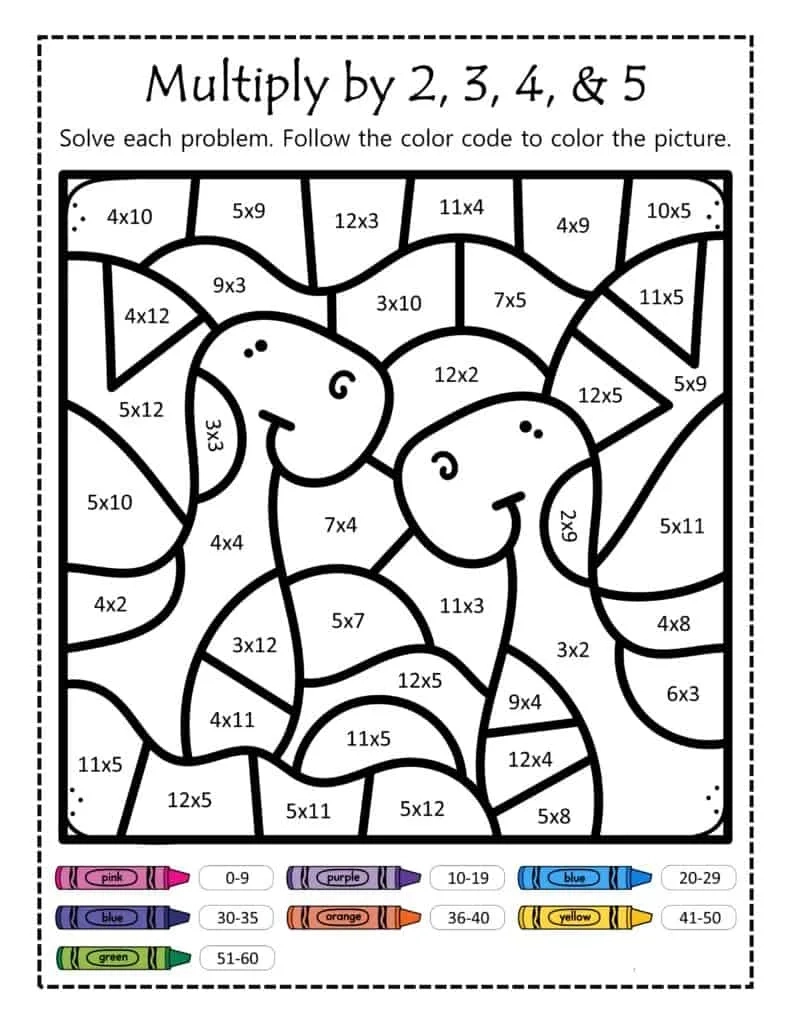 Free Multiplication Printouts For Grades 3-5 - Hess Unacademy with Free Printable Multiplication Color by Number