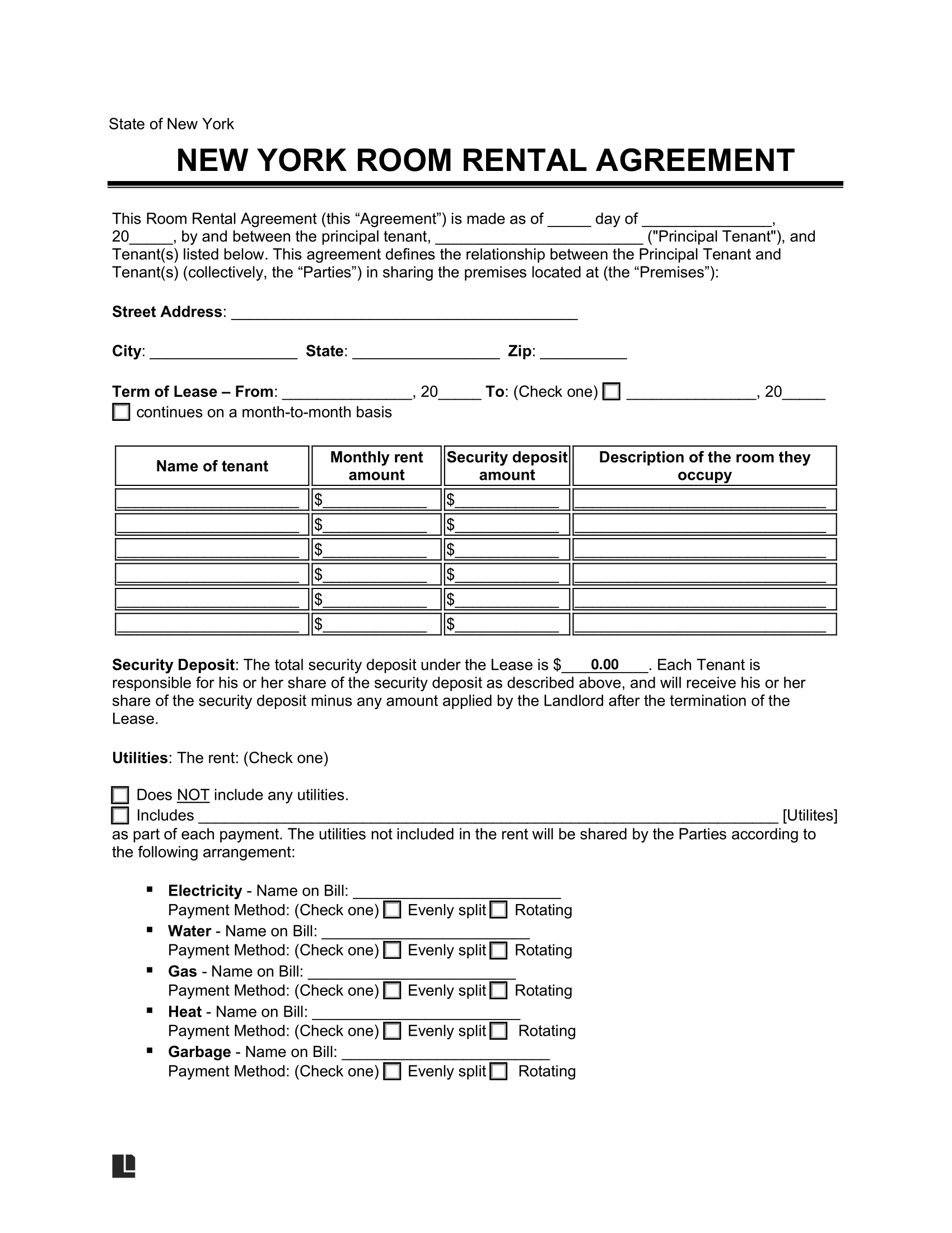 Free New York Room Rental Agreement Template | Pdf &amp;amp; Word with regard to Free Printable Room Rental Agreement Forms