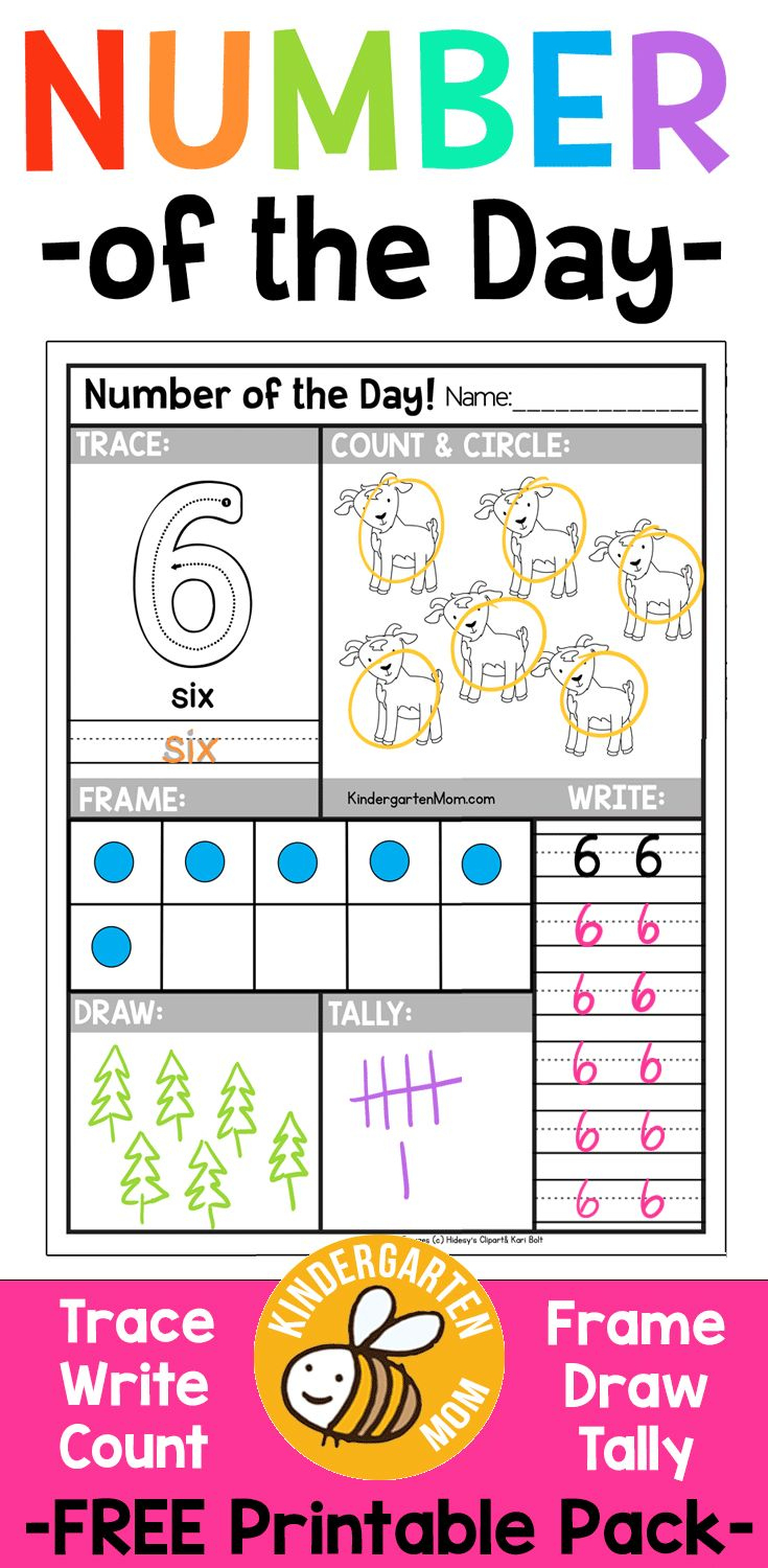 Free Number Of The Day Worksheets - Kindergarten Mom throughout Free Printable Number of the Day Worksheets