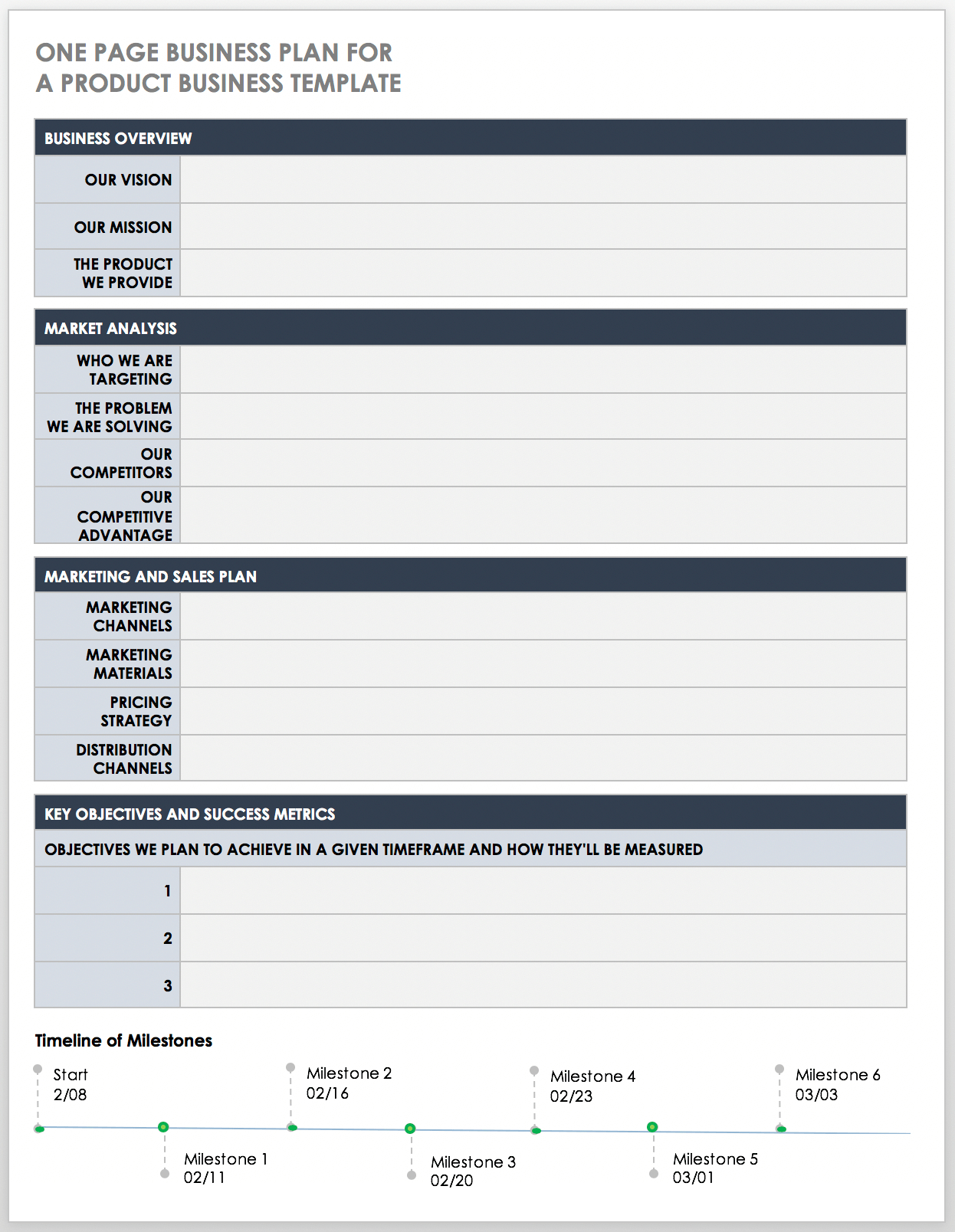 Free One-Page Business Plan Templates | Smartsheet with Free Printable Business Templates