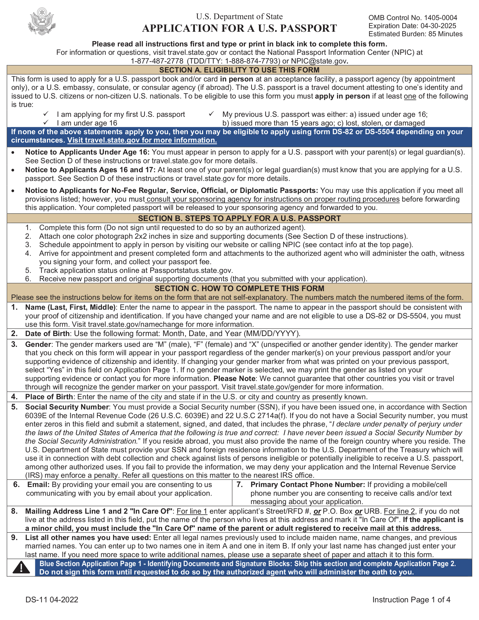 Free Passport Forms (3) - Pdf – Eforms pertaining to Free Printable Ds 11