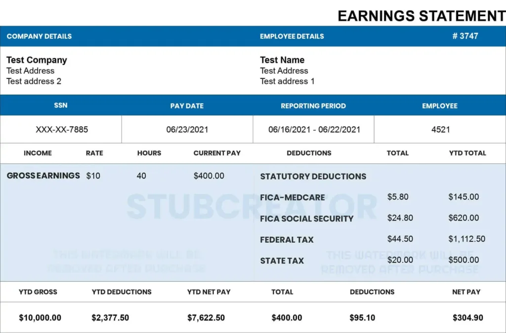 Free Pay Stub Template With Calculator | No Watermark | Download Inside Free Printable Check Stubs Download Free Pay Stub Template With Calculator | No Watermark | Download Inside Free Printable Check Stubs Download