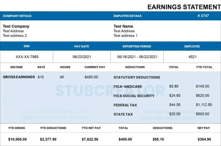 Free Printable Check Stubs Download