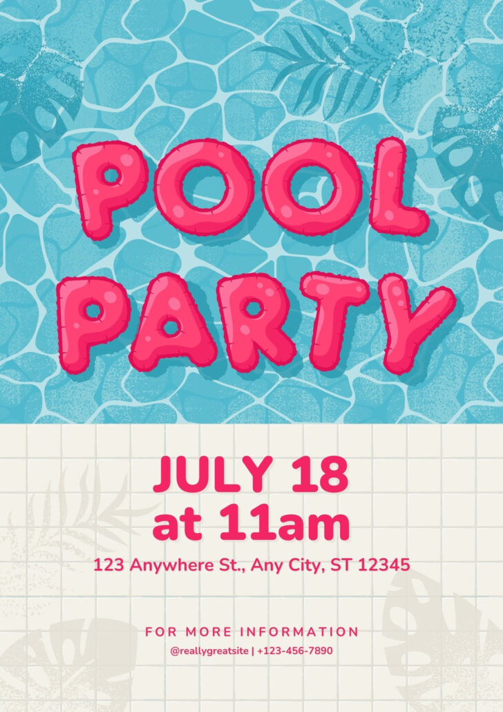 Pool Party Flyers Free Printable