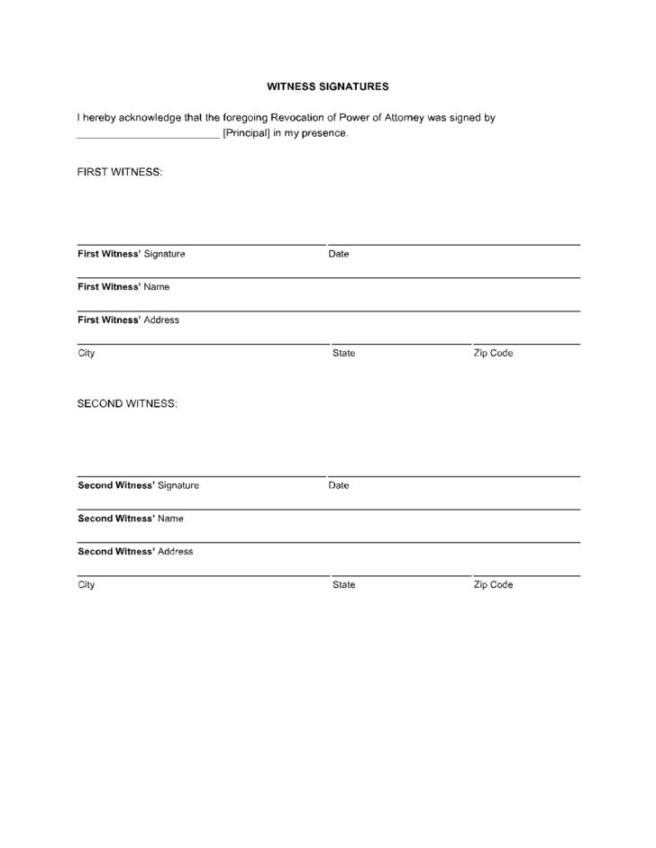 Free Printable Revocation of Power of Attorney Form
