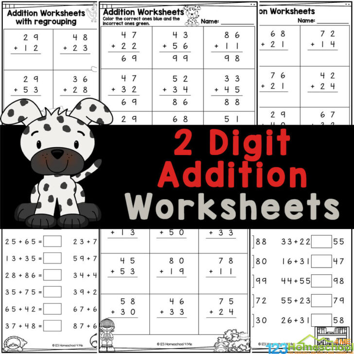 Free Printable Two Digit Addition Worksheets