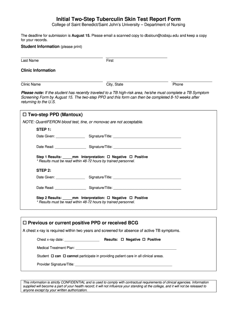 Free Printable 2 Step Tb Test Form Pdf Download: Fill Out & Sign in Free Printable Tb Test Form