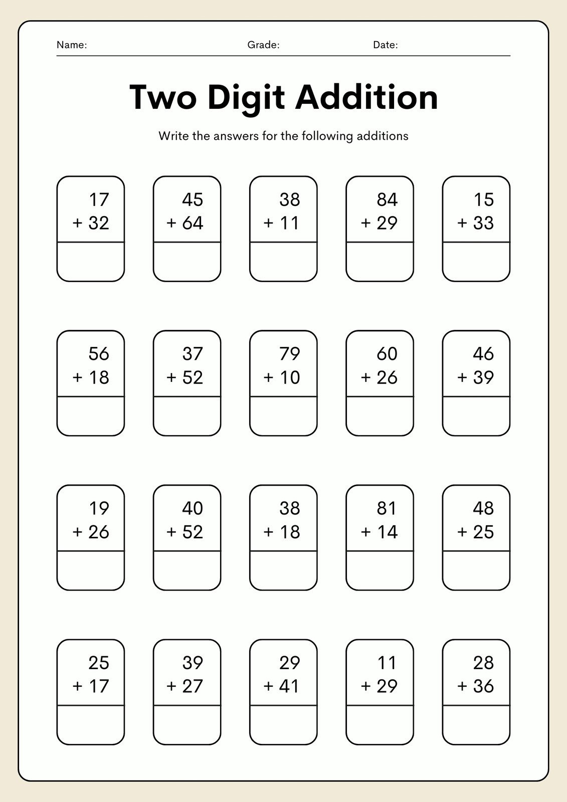 Free Printable 2Nd Grade Math Worksheet Templates | Canva with regard to Year 2 Free Printable Worksheets