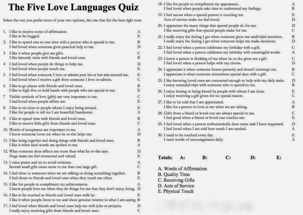 Free Printable 5 Love Languages Quiz   Printable Party Favors Pertaining To Free Printable Love Language Quiz