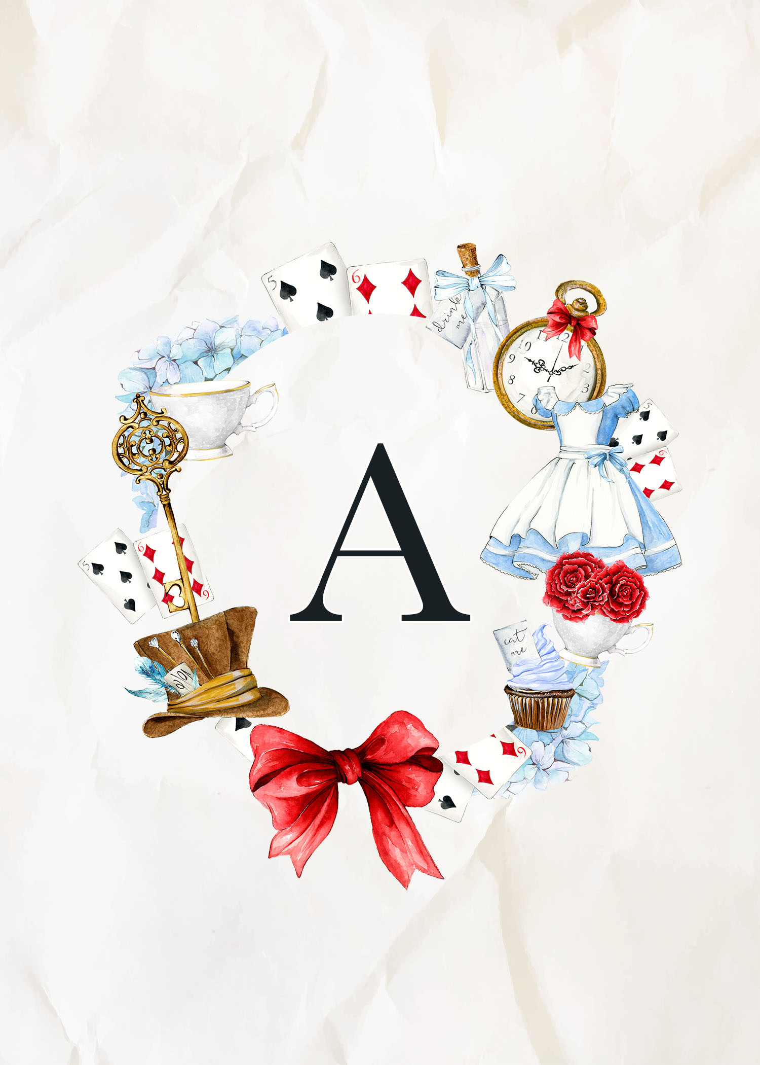 Free Printable Alice In Wonderland Monograms | The Cottage Market with Alice in Wonderland Signs Free Printable
