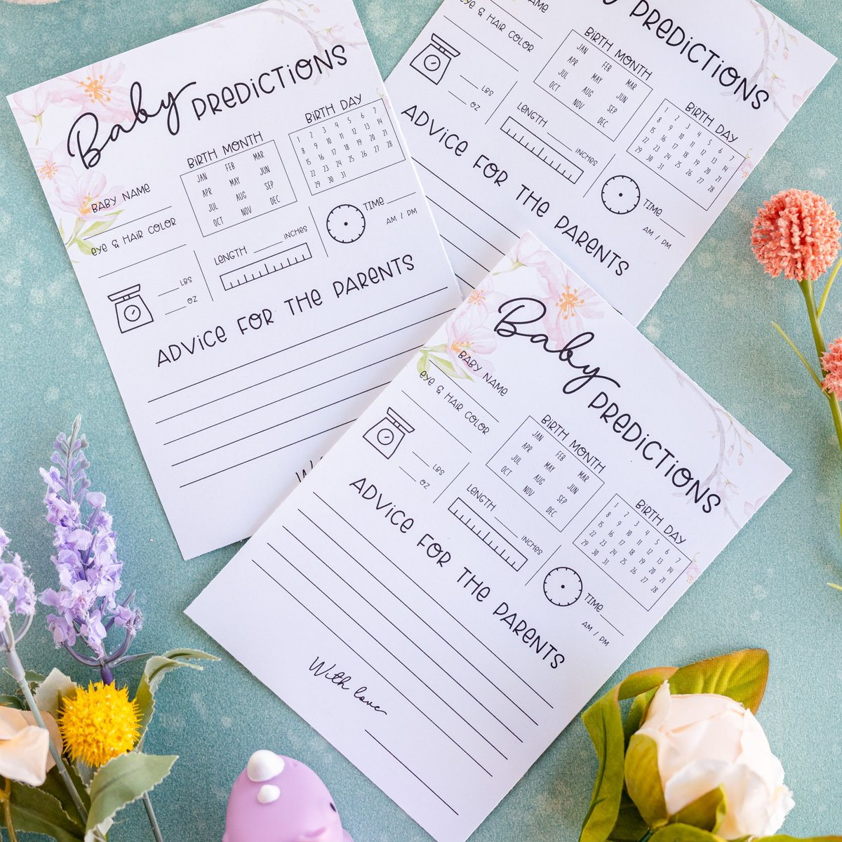 Free Printable Baby Shower Predictions &amp;amp; Advice Cards for Free Printable Baby Advice Cards