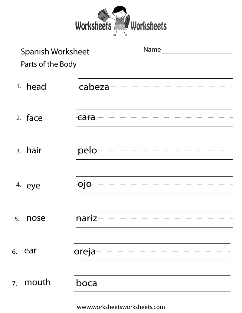 Free Printable Beginning Spanish Worksheet within Free Printable Spanish Worksheets